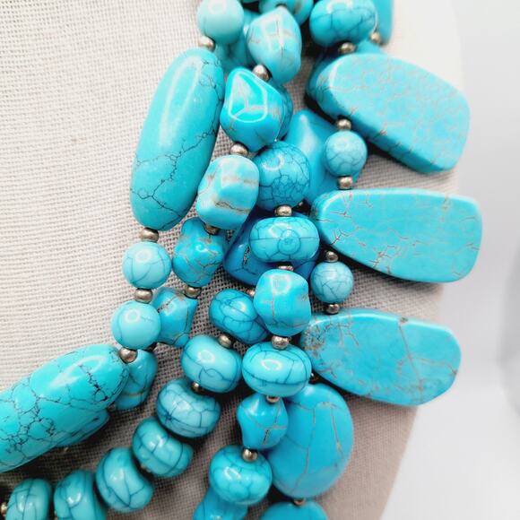 Chico’s Dyed Howlite Gemstone Statement Necklace 5 Strand 21” NWT - Picture 8 of 13
